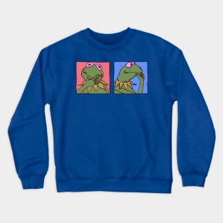 kermit the frog thinking inside the box / the muppets meme Crewneck Sweatshirt